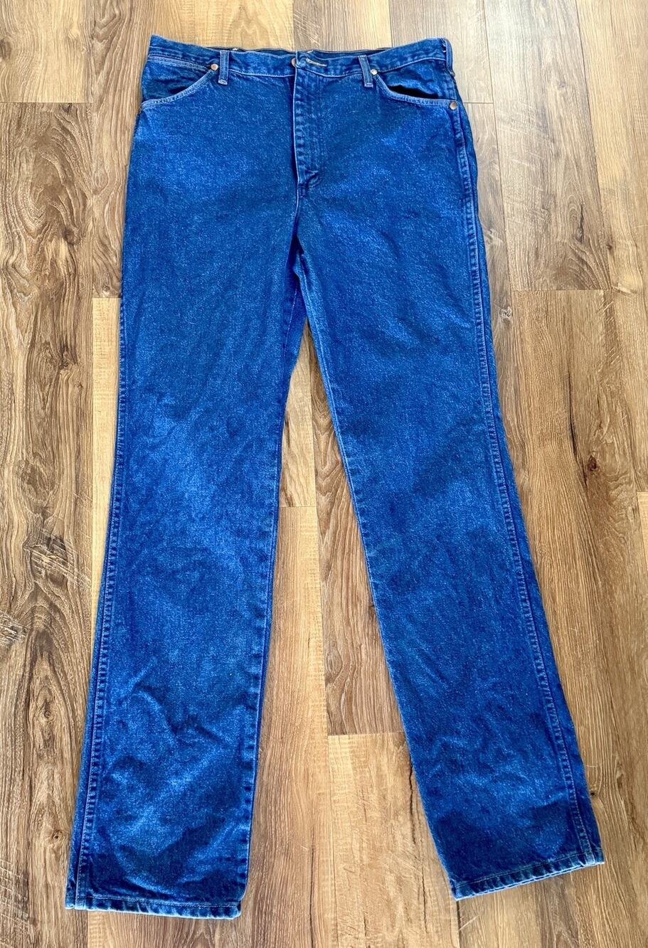 VTG Wrangler Jeans Mens 36x36 Blue 100% Cotton Cowboy Cut 936PWD